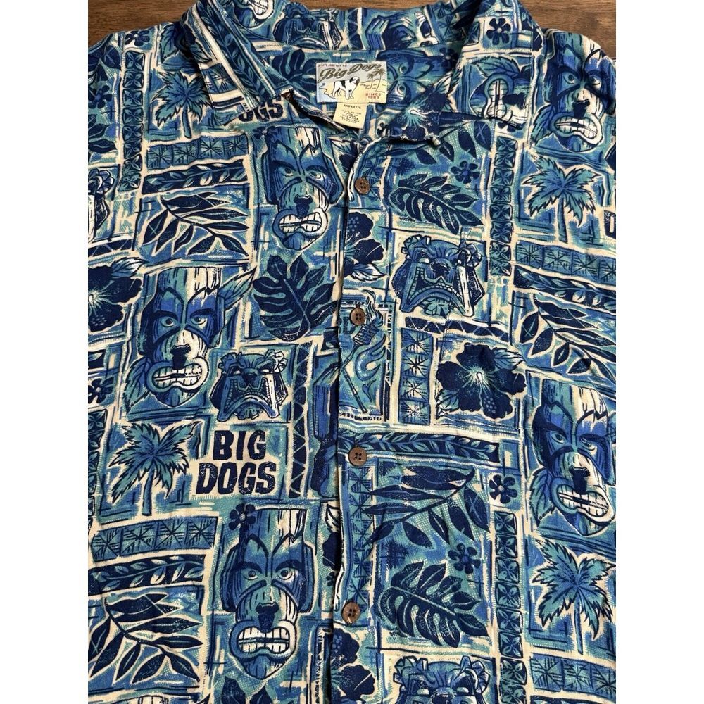 Big Dogs Hawaiian Shirt Men's XL Tropical Tiki Aloha‎ Theme Rayon